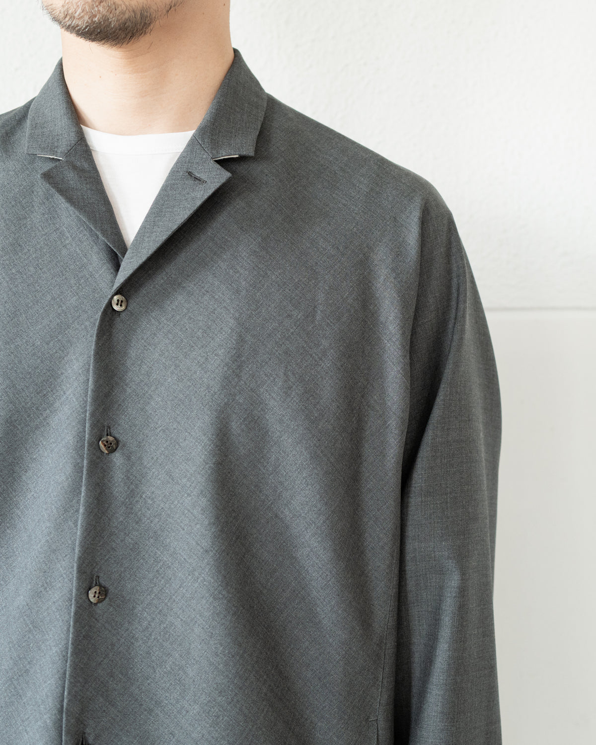 LONG SLEEVE SHIRT JACKET IN WOOL TROPICAL