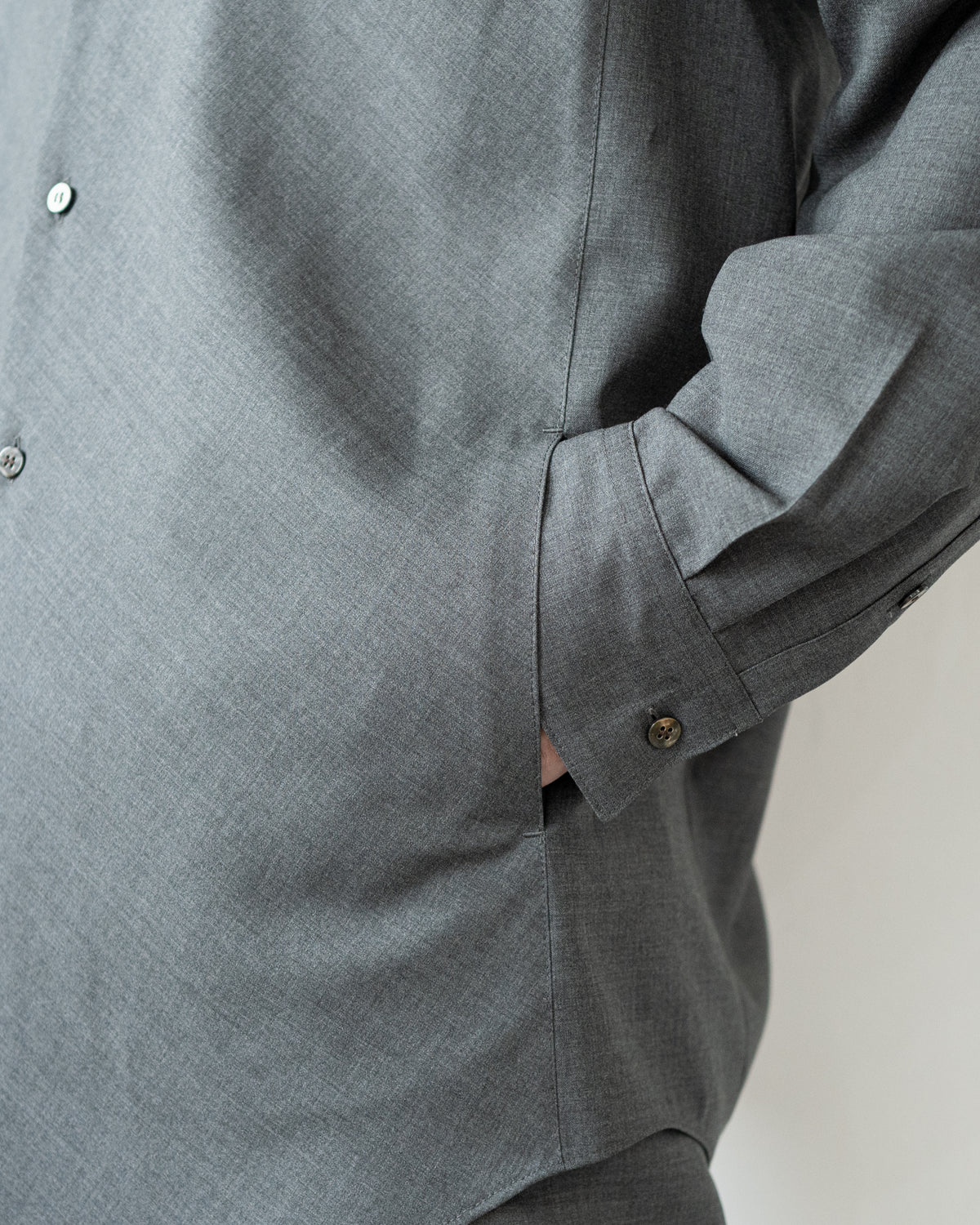 LONG SLEEVE SHIRT JACKET IN WOOL TROPICAL