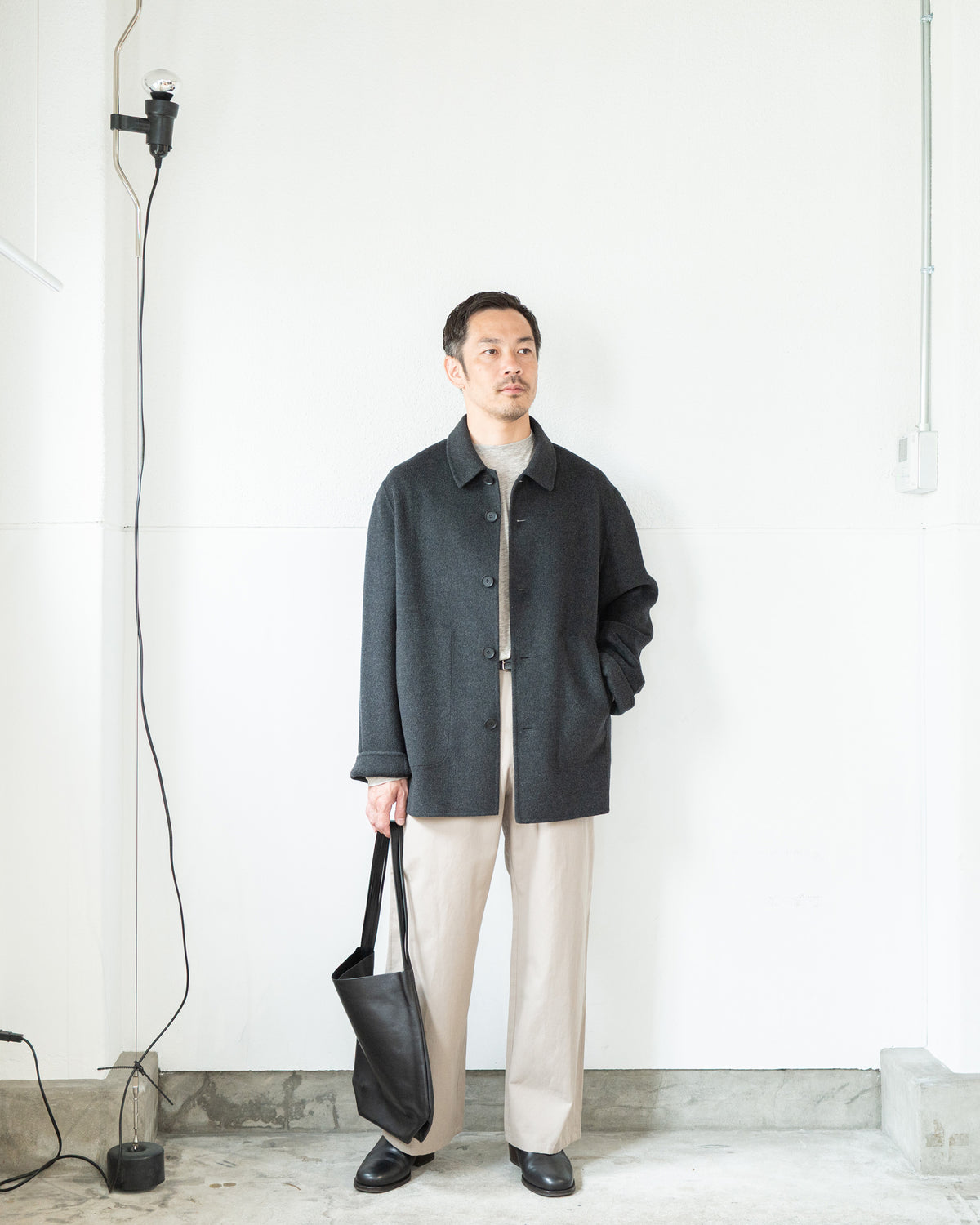 DOUBLE FACE WORK JACKET / SILK BLENDED MERINO WOOL