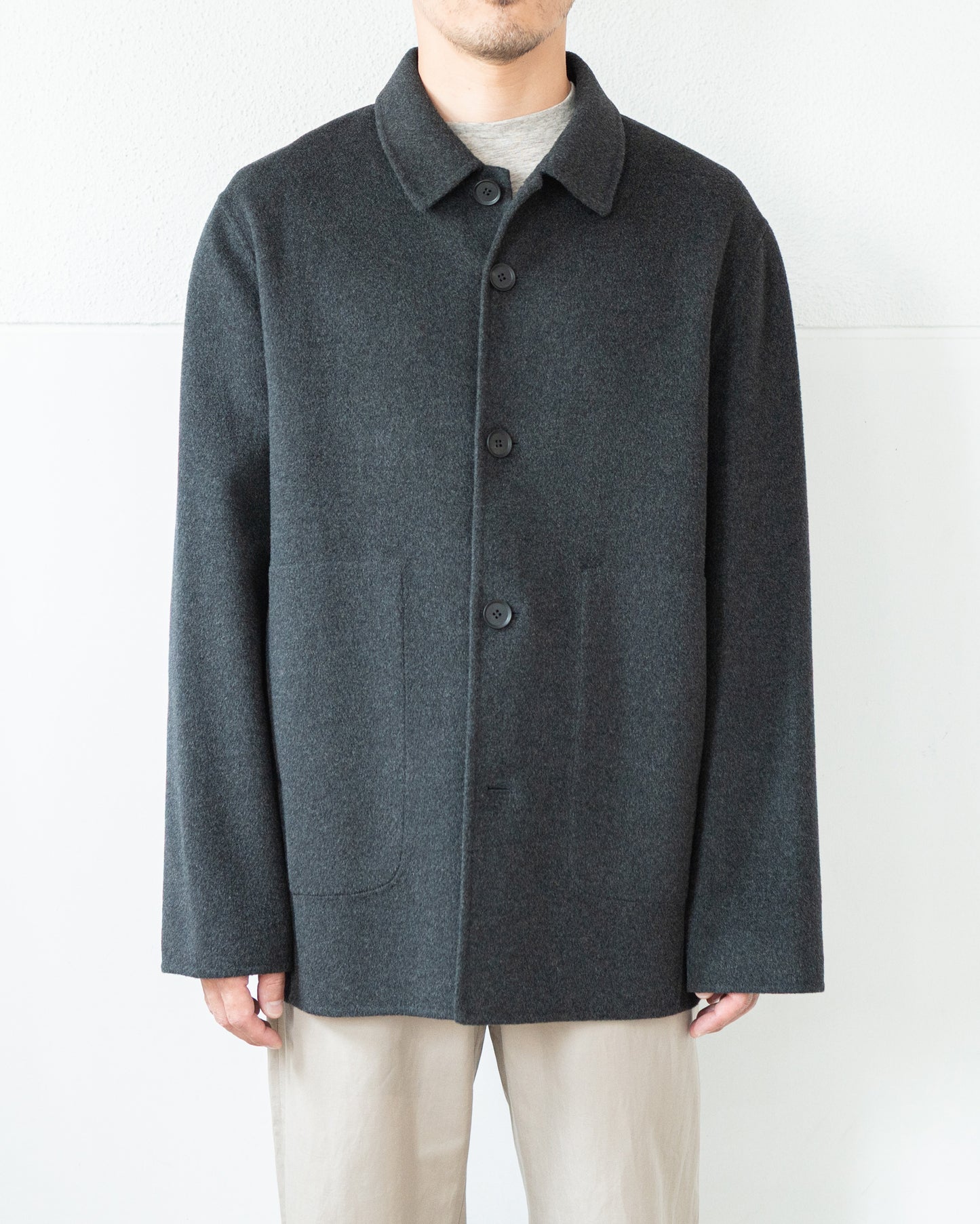 DOUBLE FACE WORK JACKET / SILK BLENDED MERINO WOOL