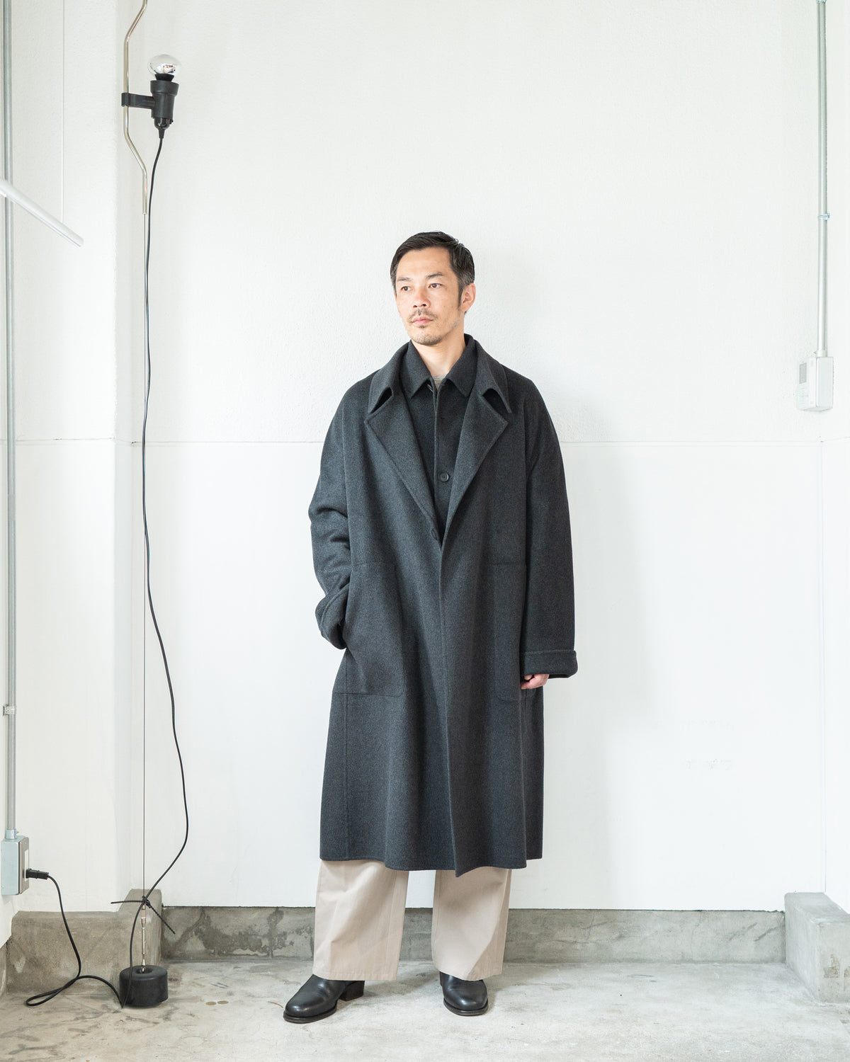 DOUBLE FACE COAT / SILK BLENDED MERINO WOOL