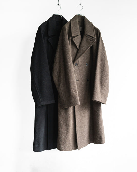 DOUBLE-BREASTED COAT IN FELTED WOOL AND ALPACA BLEND