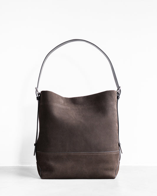 BELTED TOTE BAG IN ALPACA NUBUCK