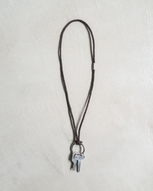 BRAIDED LEATHER KEYRING NECKLACE