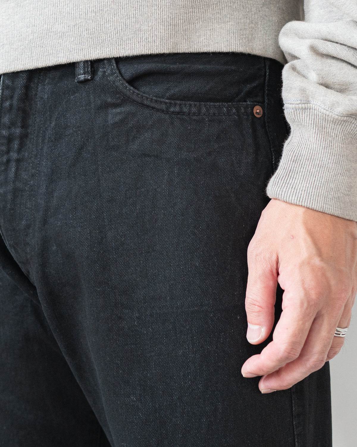 DENIM FLARE TROUSERS (WAXED WASH)