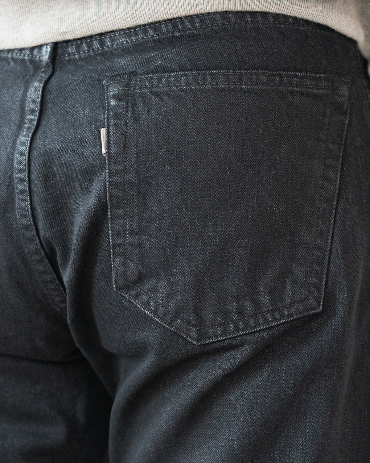 DENIM FLARE TROUSERS (WAXED WASH)