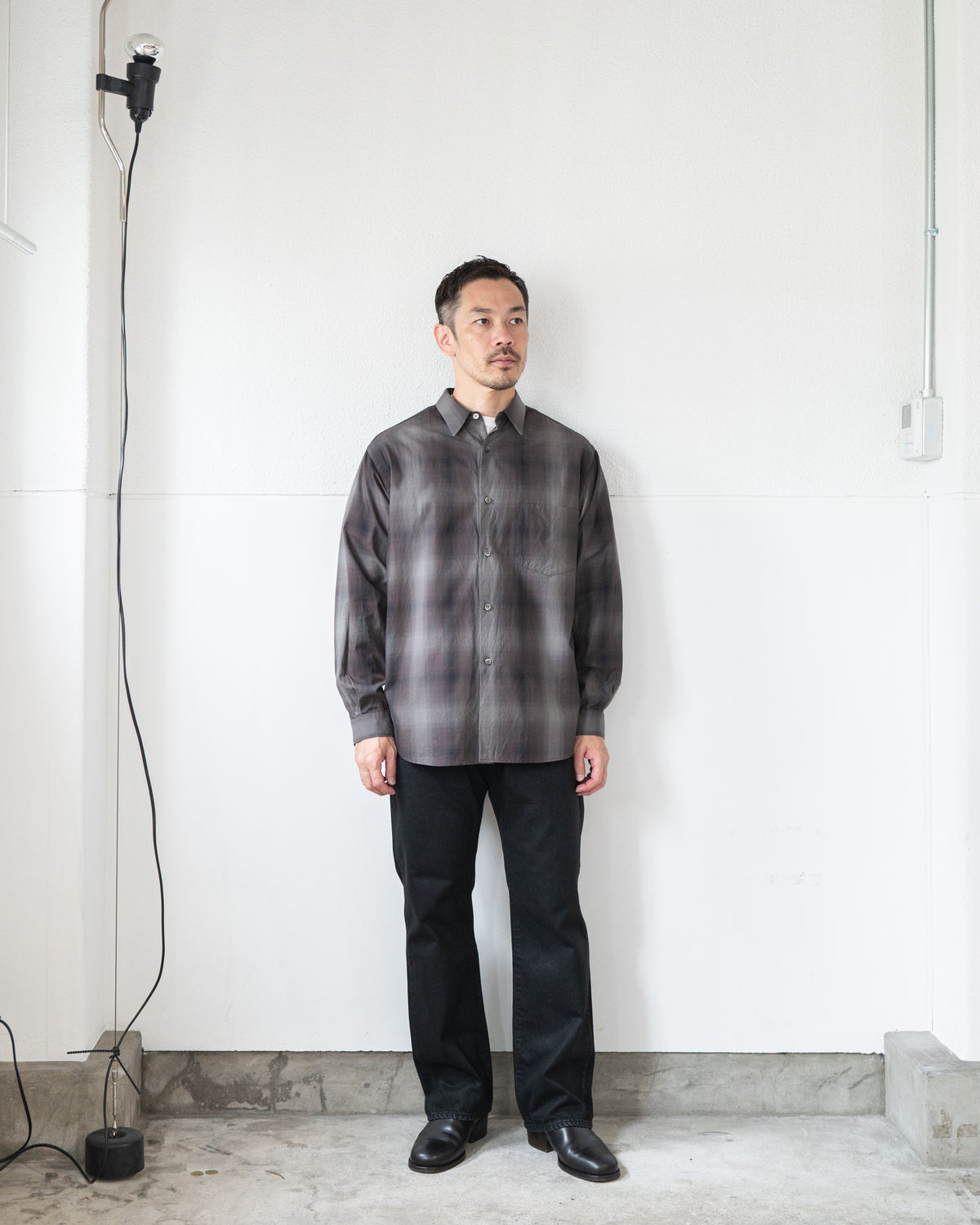 COTTON CHECK REGULAR COLLAR SHIRT