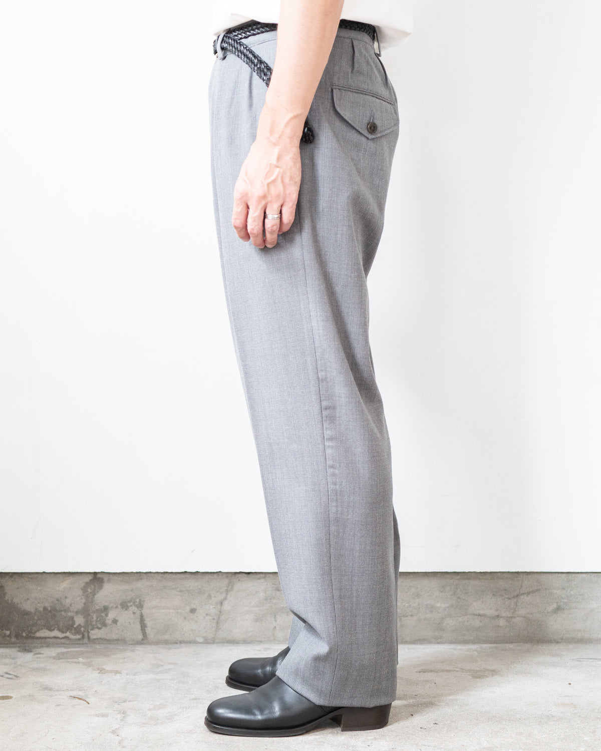 NICOLAS FULL CUT TROUSERS IN ROVER WOOL TWILL