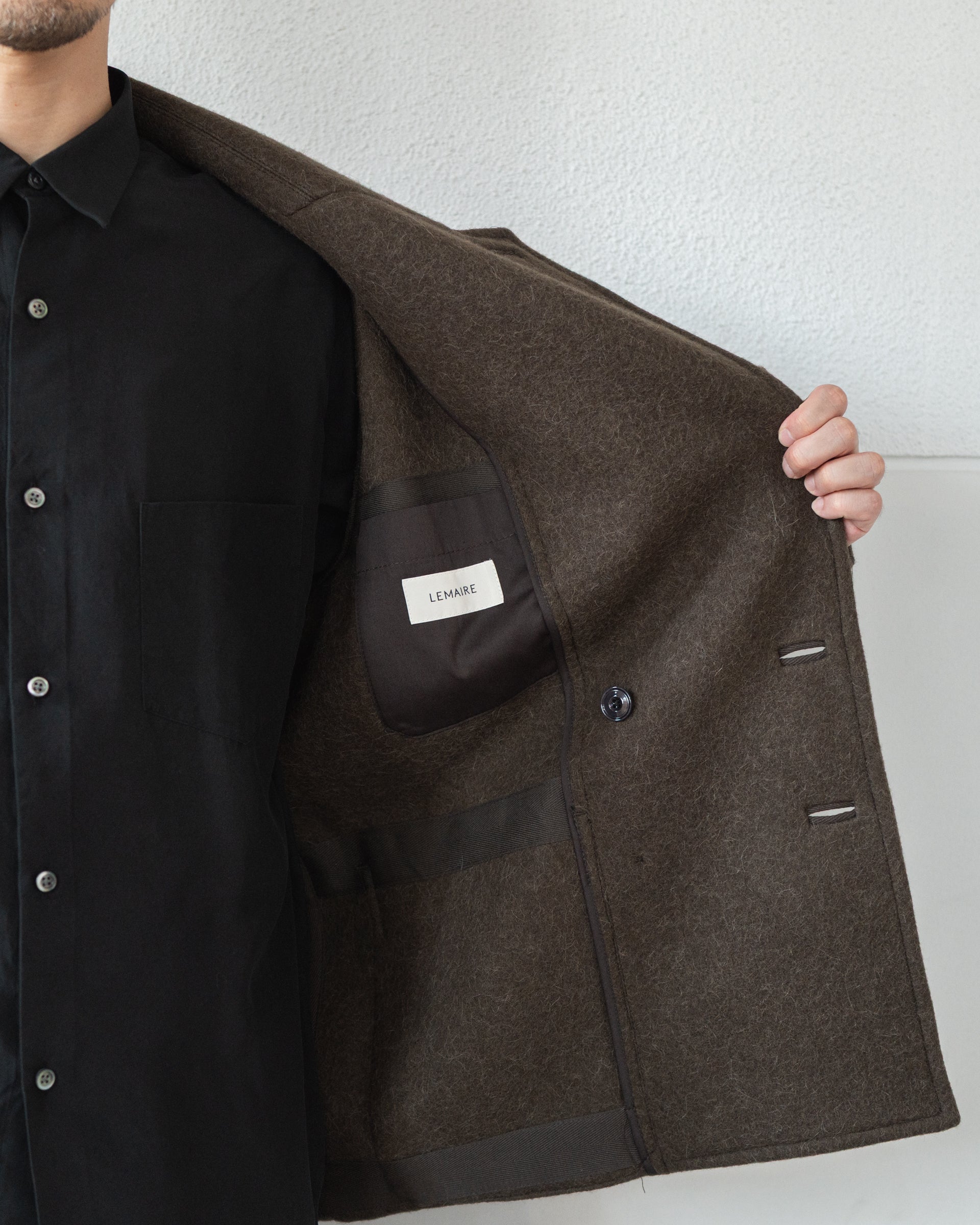 LEMAIRE / ルメール SHORT DB COAT IN FELTED WOOL AND ALPACA BLEND