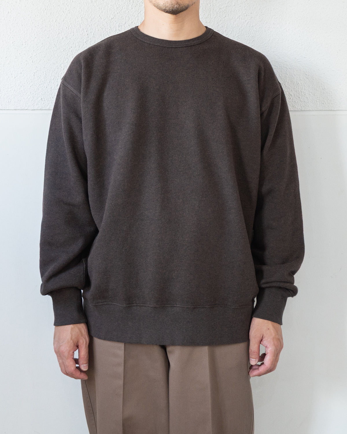 DENIM-BACKED SPLICED COTTON SWEATSHIRT