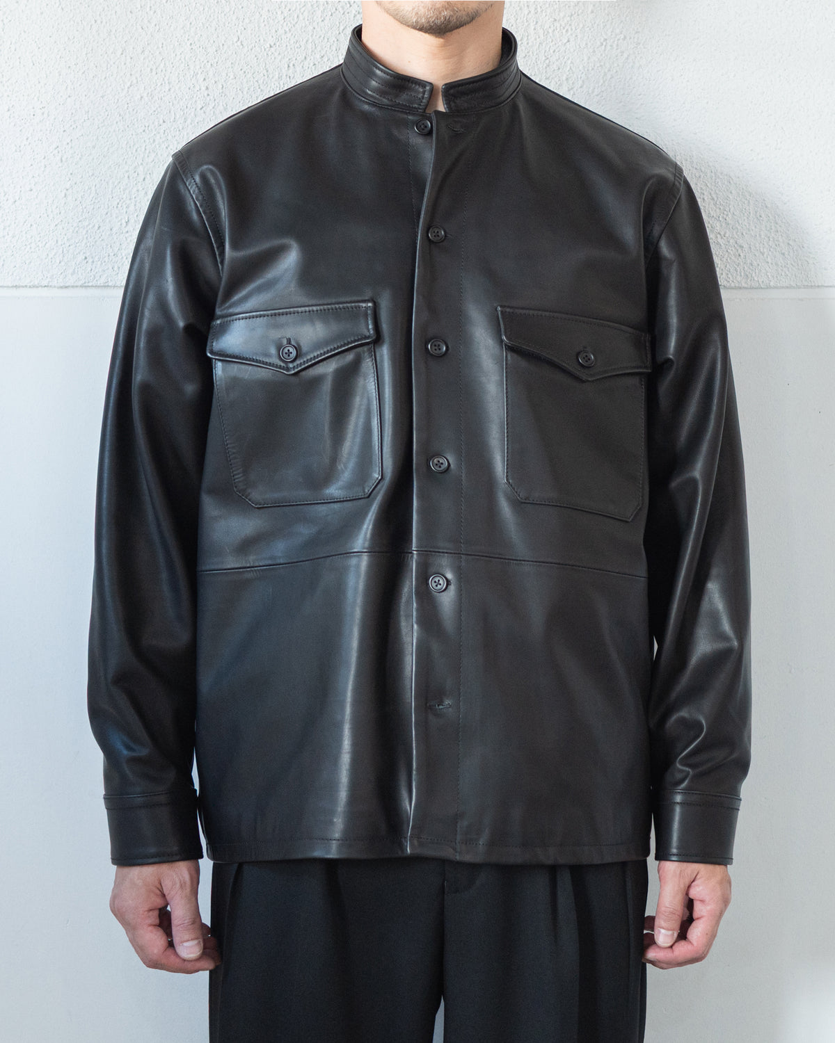 CALF LEATHER SHIRT JACKET