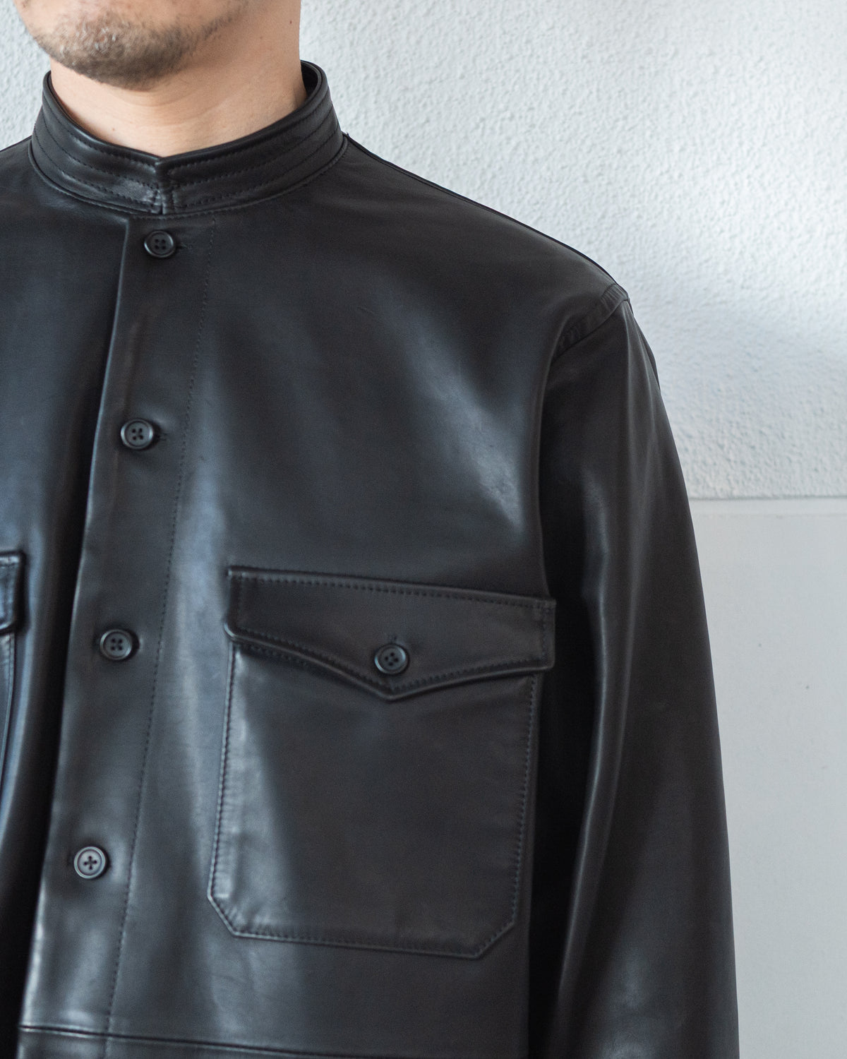 CALF LEATHER SHIRT JACKET