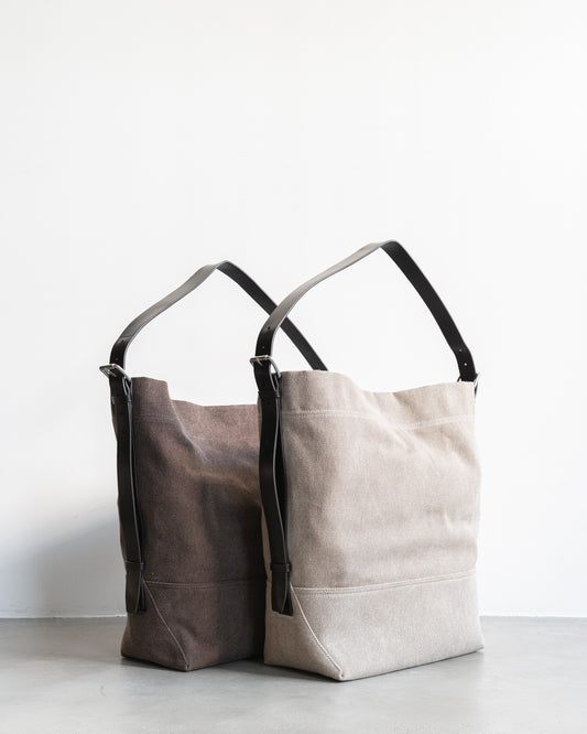 BELTED TOTE BAG IN HEAVY ECO COTTON CANVAS