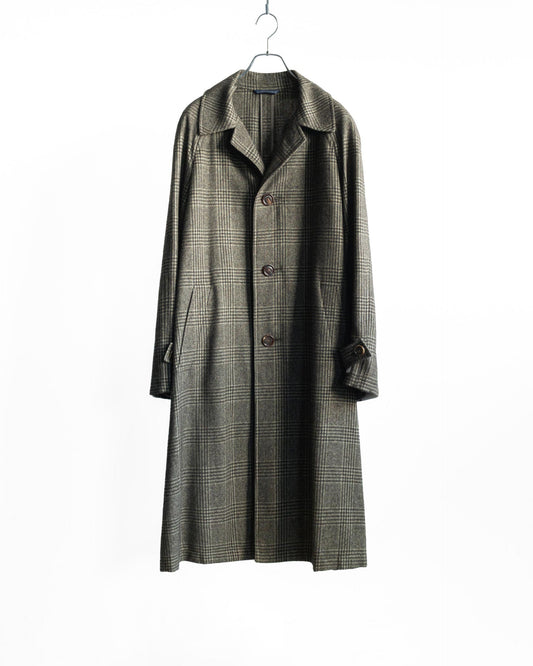 PENTA-BLEND GLEN CHECK BALMACAAN COAT IN SILK ALPACA WOOL