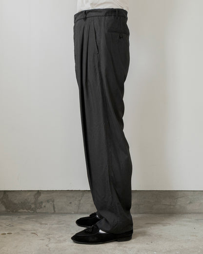 ROUGH SILK TWILL TWO PLEATS TROUSER