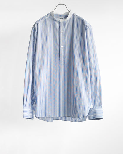 CHEMISE STRIPE BAND COLLAR PULLOVER SHIRT