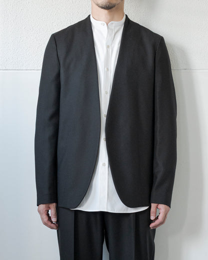 WOOL FLANNEL COLLARLESS JACKET