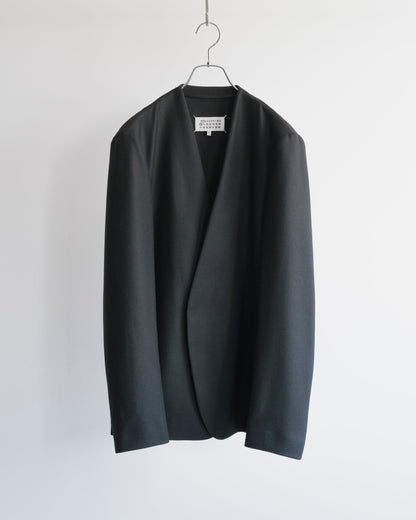 WOOL FLANNEL COLLARLESS JACKET