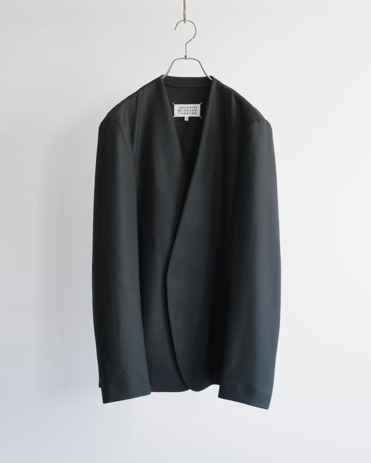WOOL FLANNEL COLLARLESS JACKET