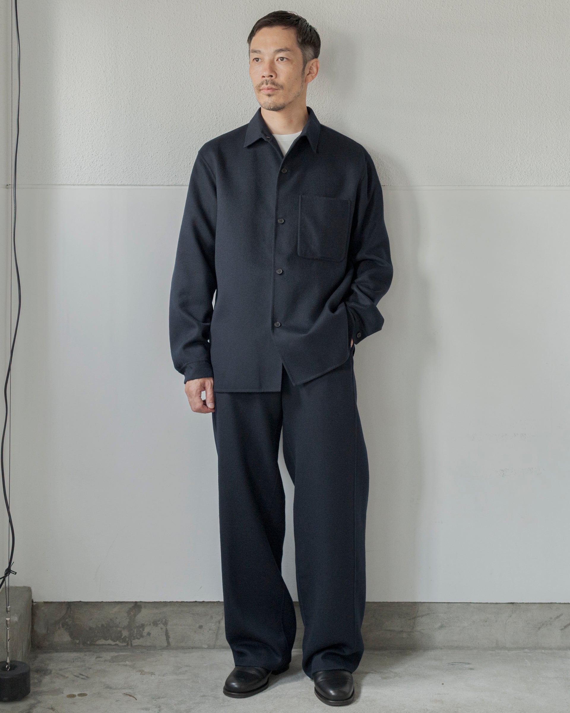 seya. ウール シャツ カバーオール ネイビー seya. ウール シャツ