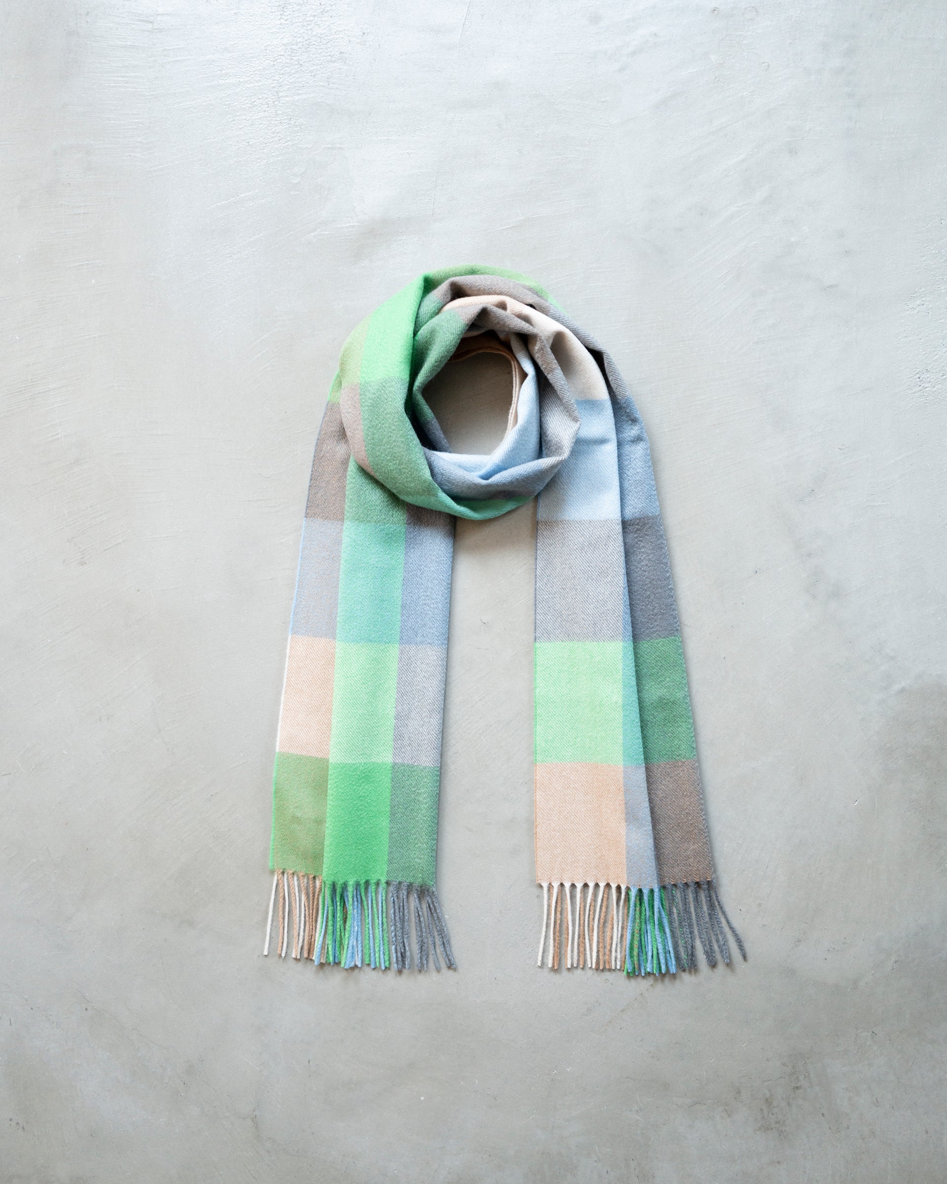 アパルトモン☆JOSHUA ELLIS CHECK STOLE Joshua Ellis | Classic Check Ripple 100% Cashmere Scarf - Yellow