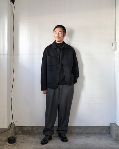 WOOL CASHMERE DOUBLEFACE FLANNEL COVERALL JACKET