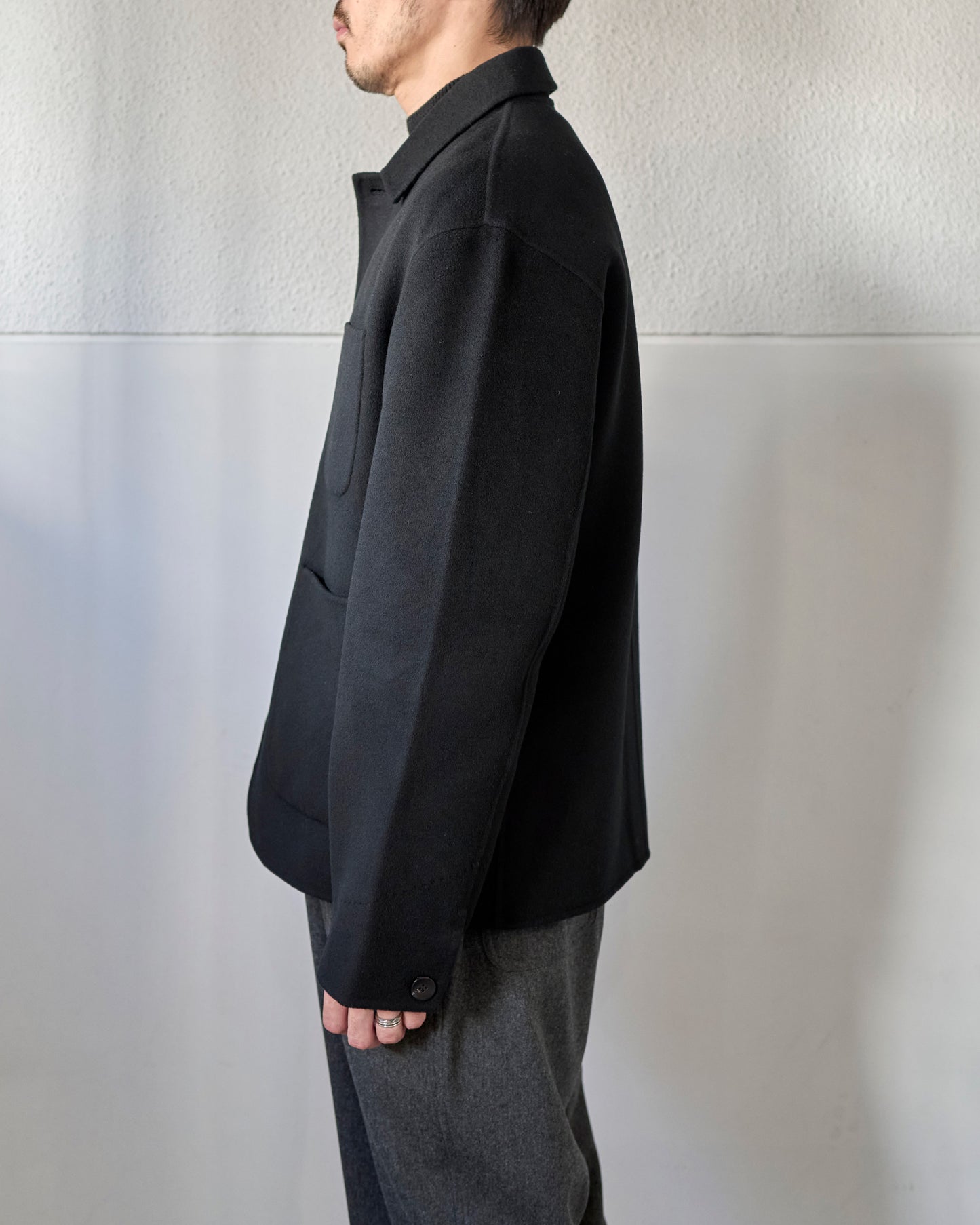 WOOL CASHMERE DOUBLEFACE FLANNEL COVERALL JACKET