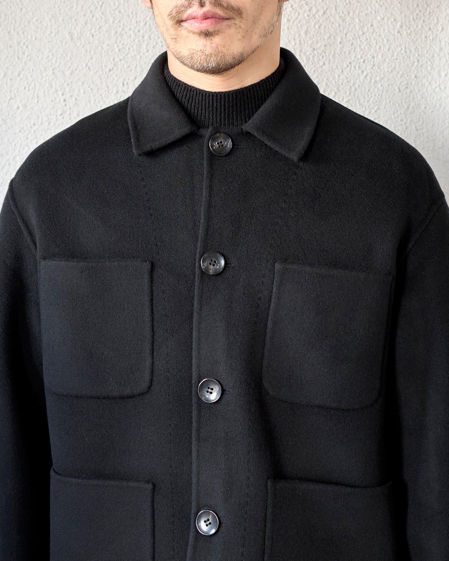WOOL CASHMERE DOUBLEFACE FLANNEL COVERALL JACKET
