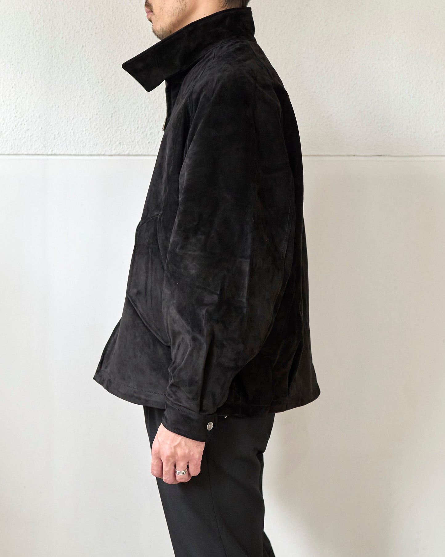 SUEDE LEATHER STAND COLLAR BLOUSON