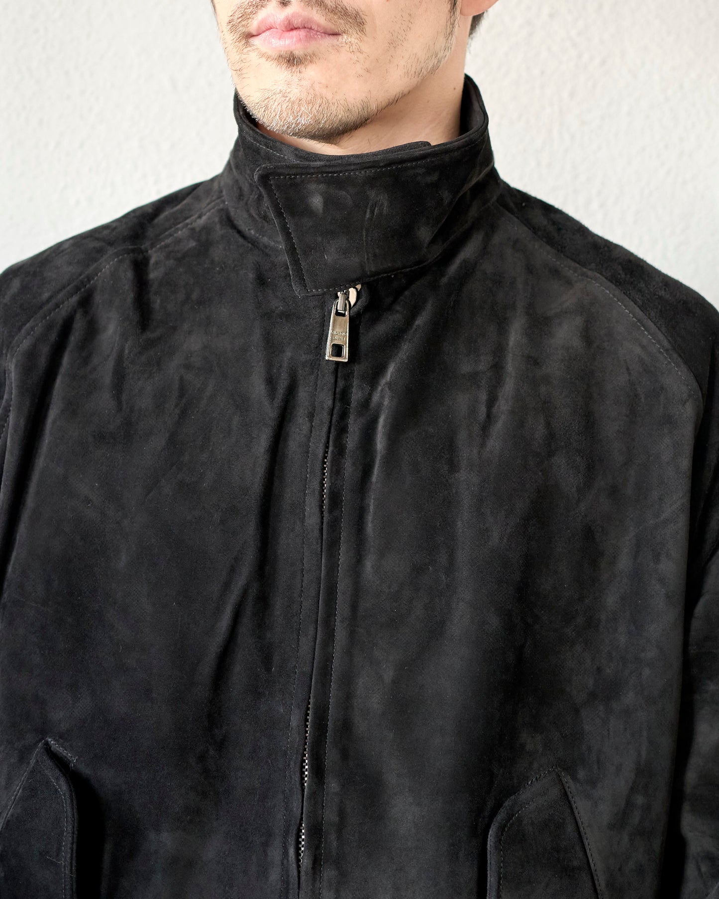 SUEDE LEATHER STAND COLLAR BLOUSON