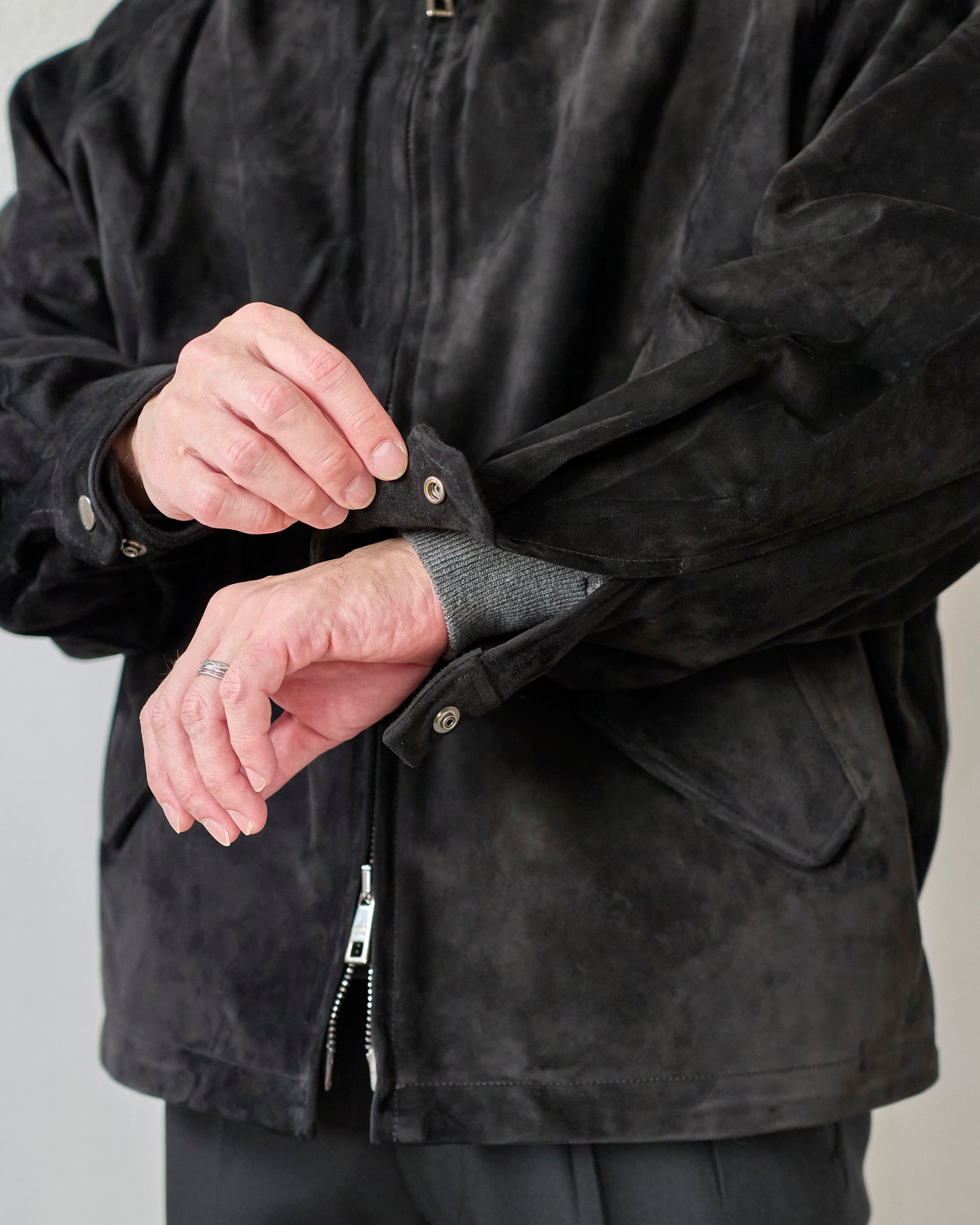 SUEDE LEATHER STAND COLLAR BLOUSON