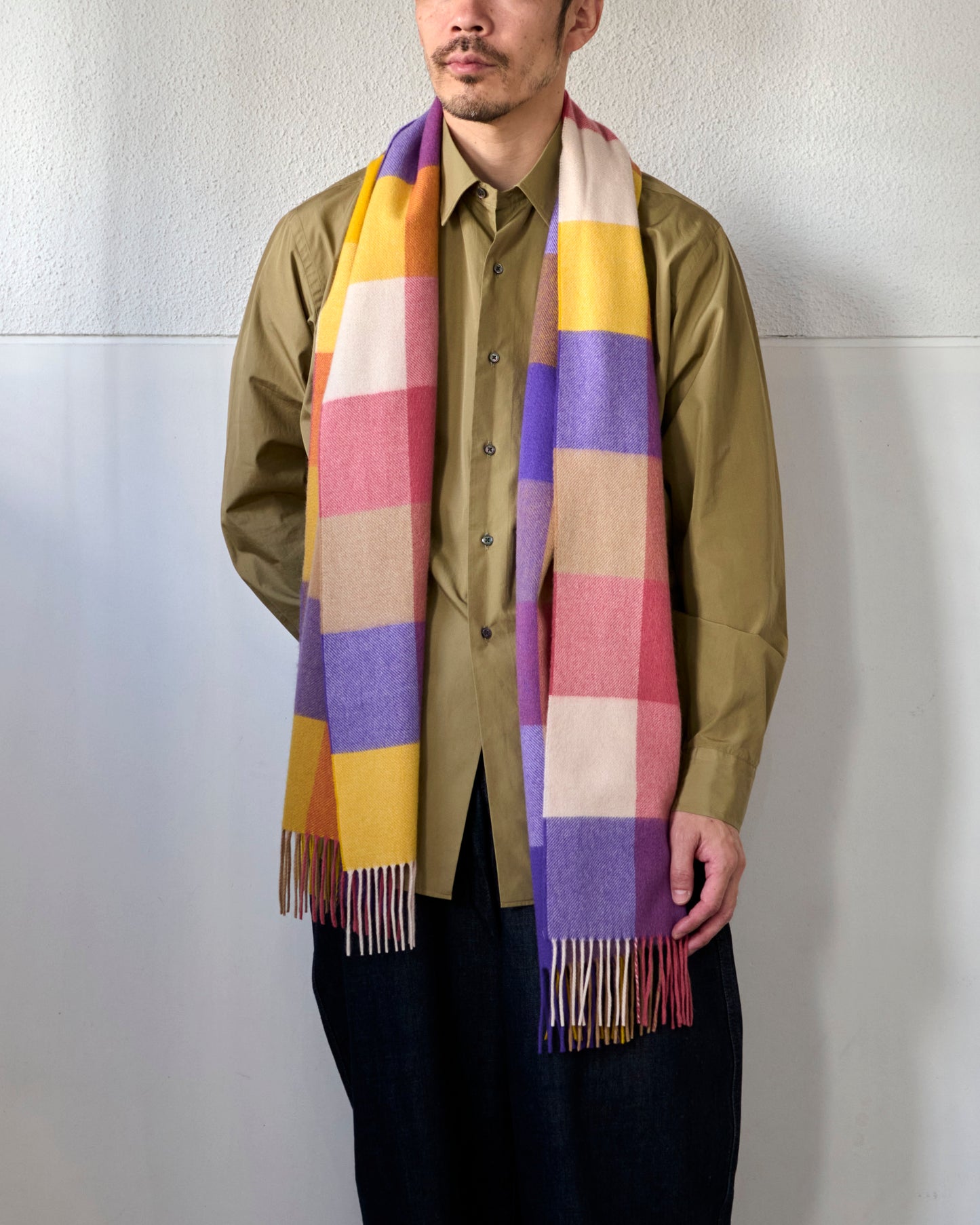 CASHMERE BLOCK CHECK STOLE