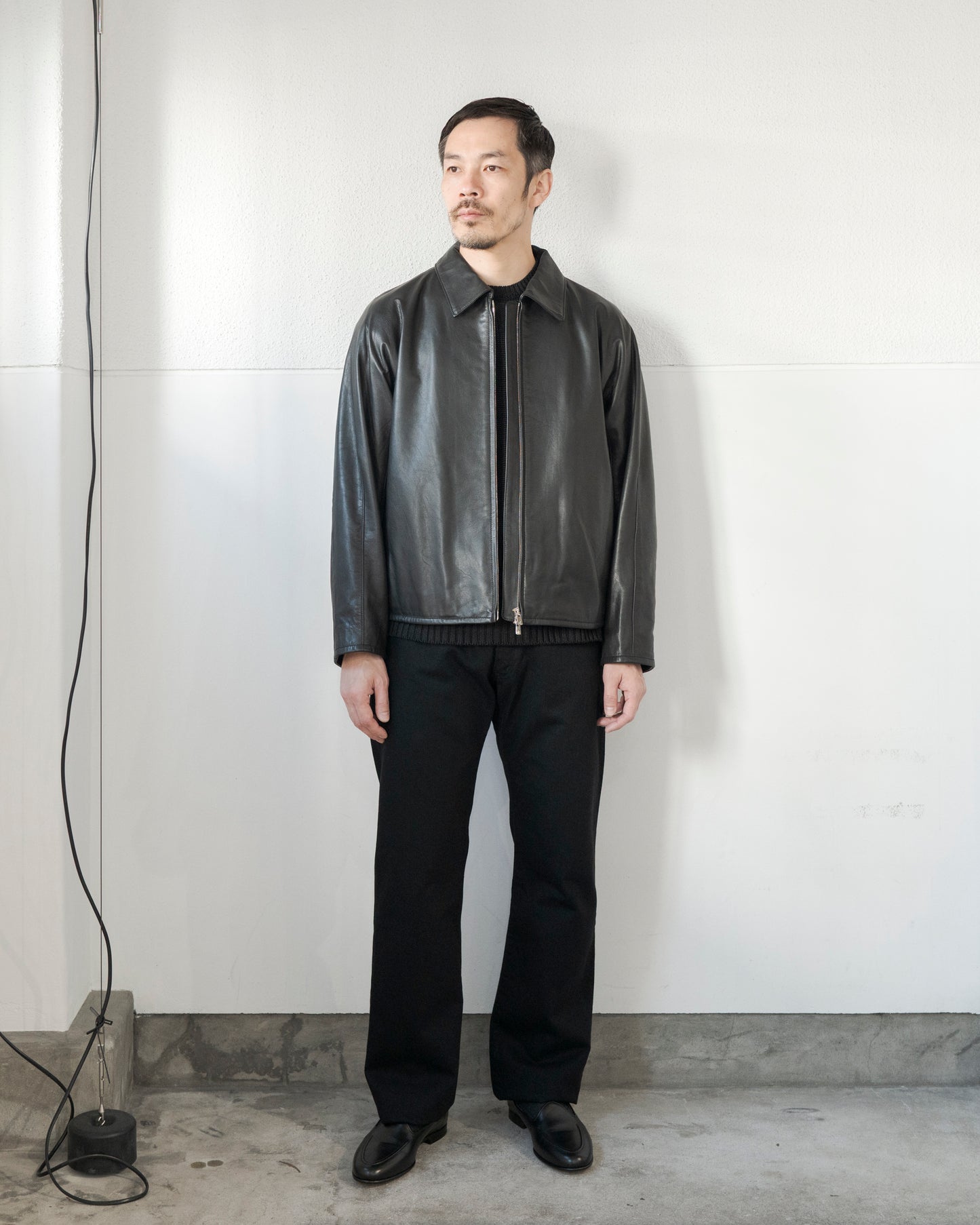 LEATHER ZIP-UP BLOUSON