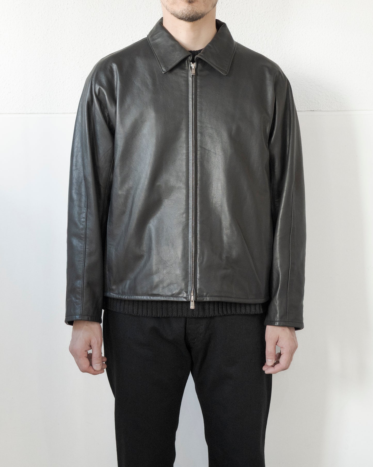LEATHER ZIP-UP BLOUSON