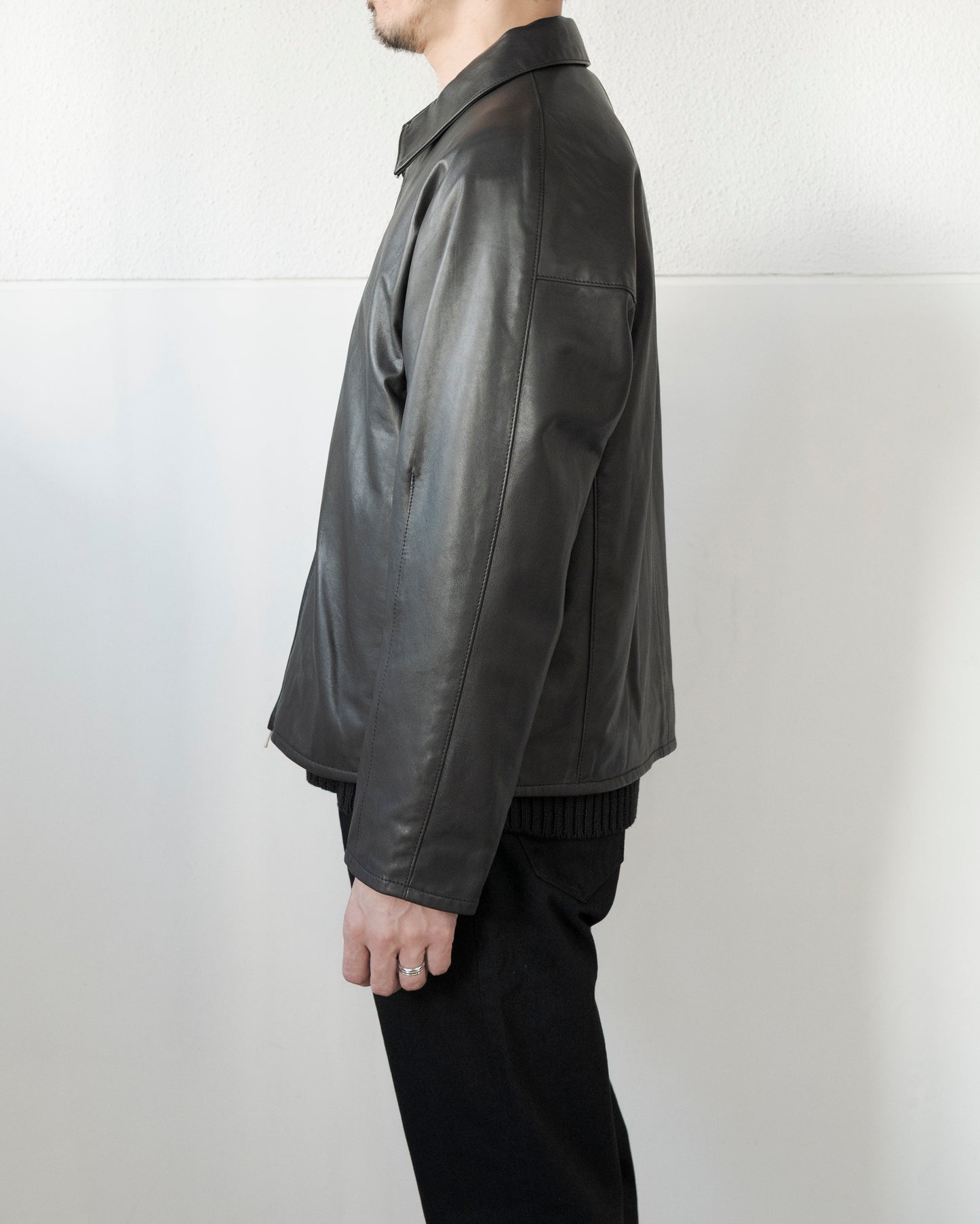 LEATHER ZIP-UP BLOUSON